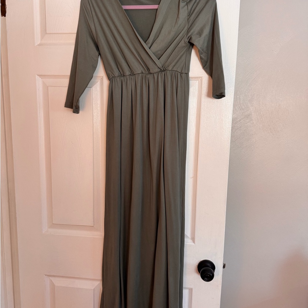 Elegant Olive Green Maxi Dress